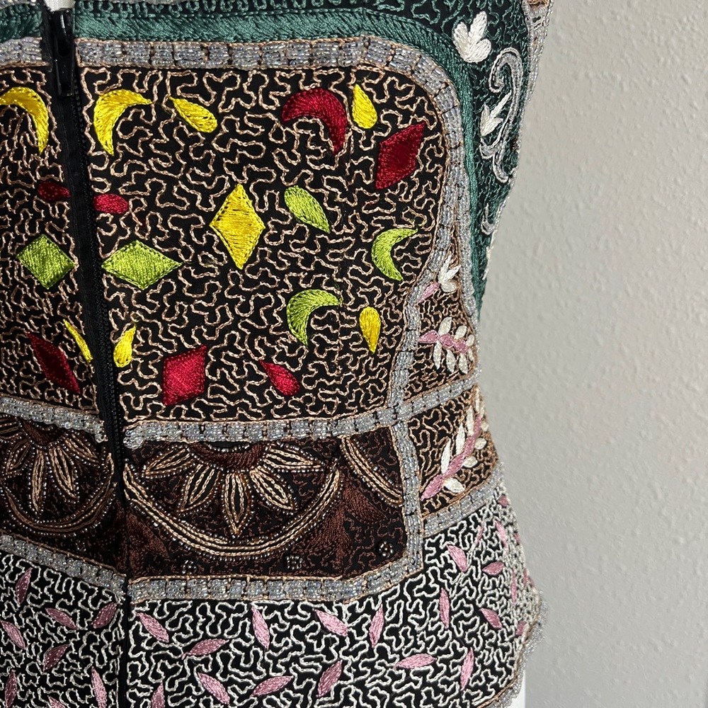 Vintage Anthropologie Aftershock Corset Cami Silk Beaded 90s Party Sexy MoneyNEW - Picture 16 of 17
